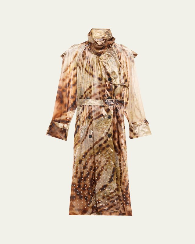 Risto Abstract-Print Belted Trench Coat